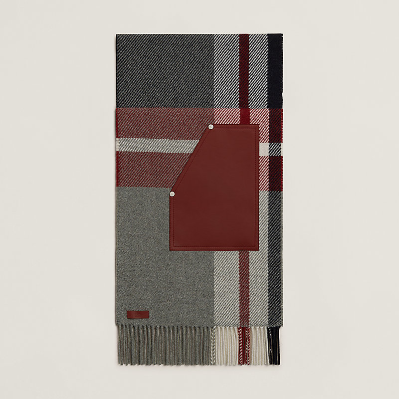 HERMES お洒落マフラー カシミア Tartan Poches Cuir Appliquees Tartan Poches Cuir Appliquees scarf | Hermès Canada